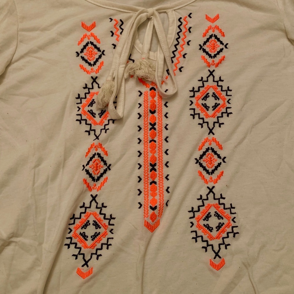 Peach & Navy Embroidered Top - Picture 2 of 3
